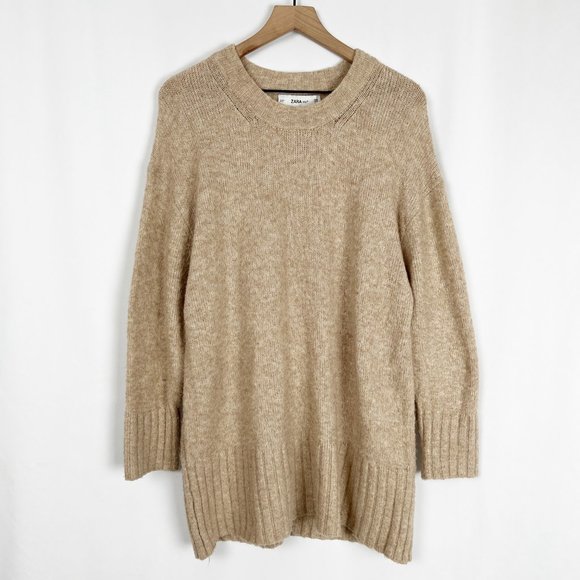 Blogger Favorite Zara Knit Oversized Sweater Chunky Slouchy Wool Cozy Oatmeal - Picture 2 of 6